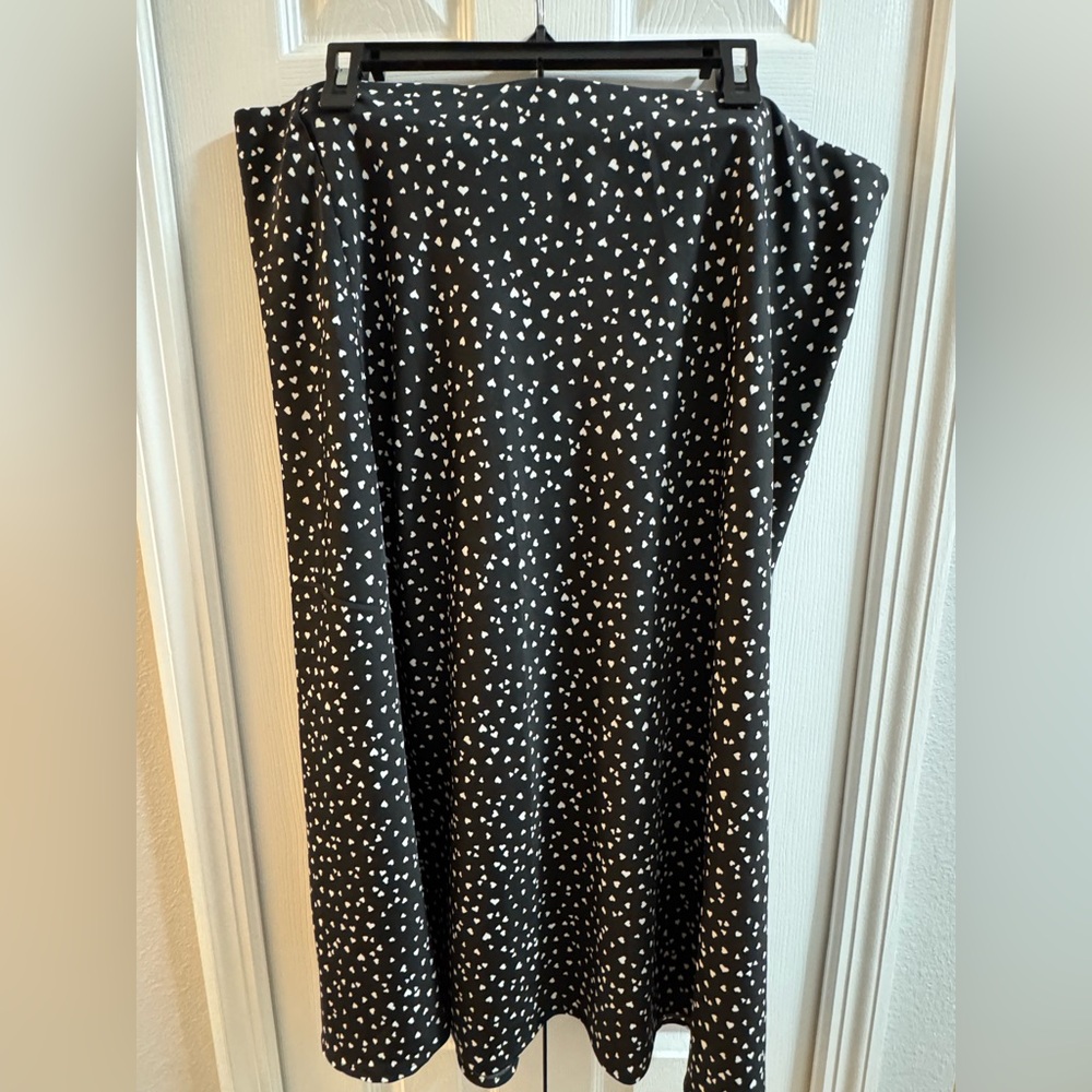 A New Day Black Midi Skirt with Hearts